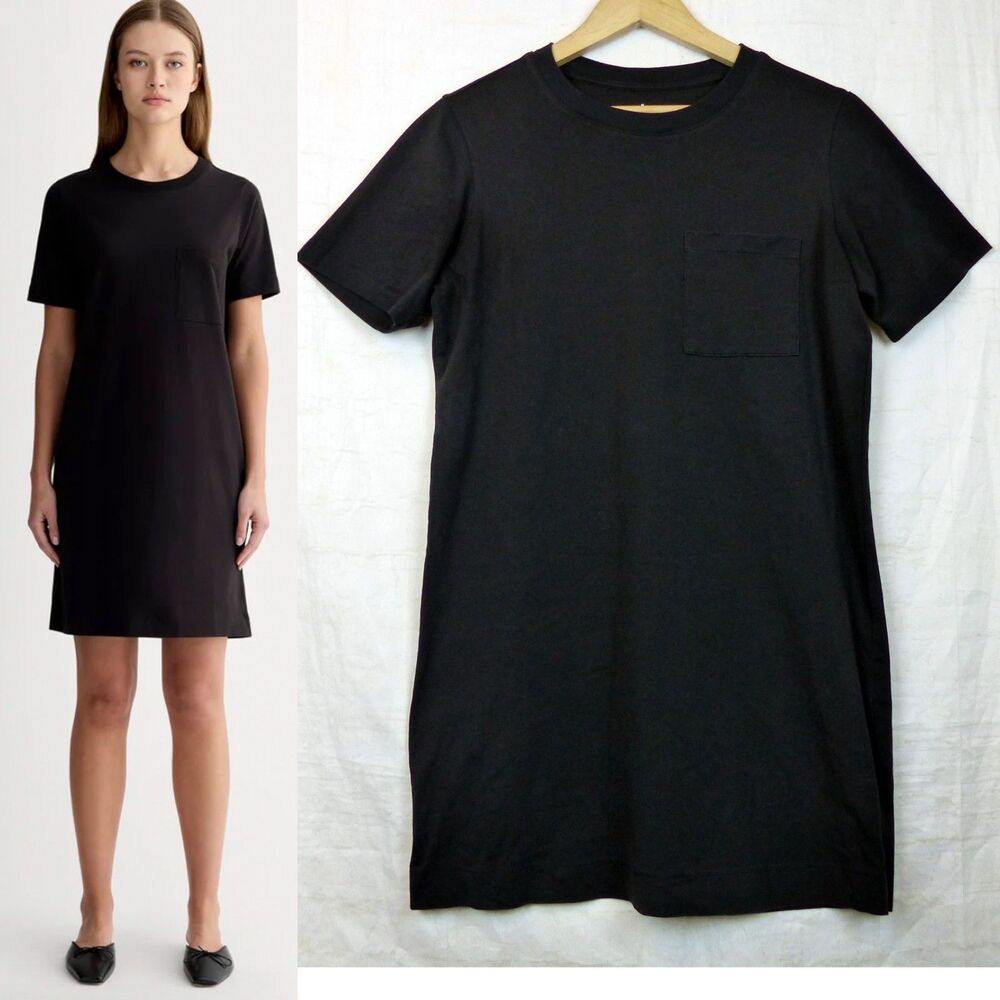 Everlane Organic Cotton Weekend Tee Dress Womens M Black Pocket Minimalist